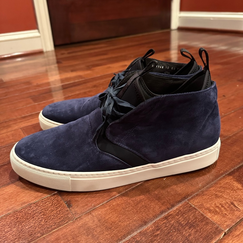 Zegna Navy Blue Suede Sneakers
